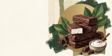 Chocolate-covered Greek yogurt bars, editorial illustration