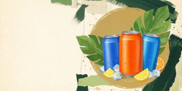 Hard sports drink cans, editorial illustration
